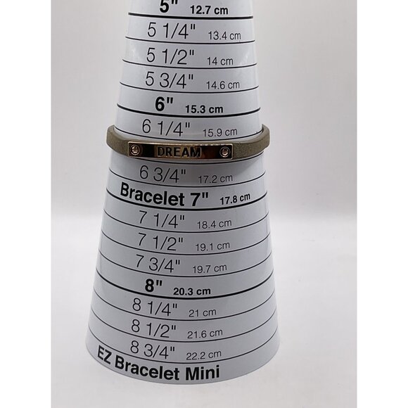 Dream Engraved Beige Adjustable Bracelet With Gold-Tone Hardware - Picture 3 of 3